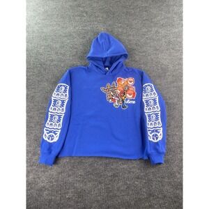 Kodone World Hoodie Mens Large Blue Graffiti Manga Comic Kodonism Art Cartoon